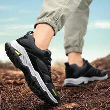 Men's Outdoor Sports Shoes Made Of Lightweight, Airy And Stretchy Material. Fashion Outdoor Sneakers. Suitable For Hiking, Walking, Camping, Mountain Climbing, Fishing, Jungle, Running, Backpacking And More. - 黑色 - 查看 2