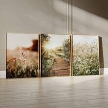 Set de 3 piezas, Fotografía de flores silvestres Paisaje natural Viaje Artes de pared, Arte de bosque nórdico verde, Impresiones de arte botánico, Carteles de lienzo de estilo rústico, Decoración de pared rústica, Decoración de primavera, Arte para sala de estar, dormitorio, oficina, cafetería, bar, pasillo, dormitorio, decoración del hogar y la habitación, sin marco - Verde Oliva - Ver 8