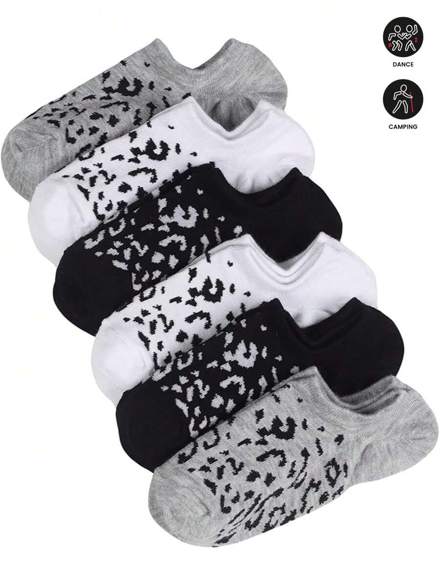 6 双女士豹纹低帮袜隐形袜