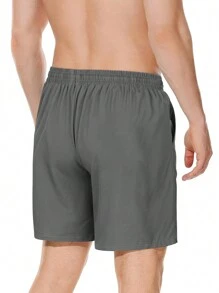 Plus Size Men's Hawaii Vacation Surfing Swim Trunks, Solid Color 3D Print With Compression Lining - Multicolor - View 2