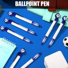 Set de 1/3/5 bolígrafos retráctiles con forma de balón de fútbol, punta media de 1.0 mm, tinta negra, mango de agarre suave, tema de frutas multicolor, material de plástico, adecuado para uso escolar y de oficina, vuelta al colegio