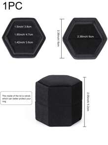 1PC Velvet Jewelry Ring Box, 3-Slot Hexagonal Ring Gift Box Vintage Ring Display Stand For Wedding Ceremony Proposal Valentine's Day Gift (Black,3 Slots) Sun Travel Cool Back To School - Black - View 3