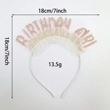 1pc, Colorful Birthday Headband For Women Glitter Birthday Headband Hair Hoop For Party Decoration Handmade Hair Accessories - Multicolor - View 2