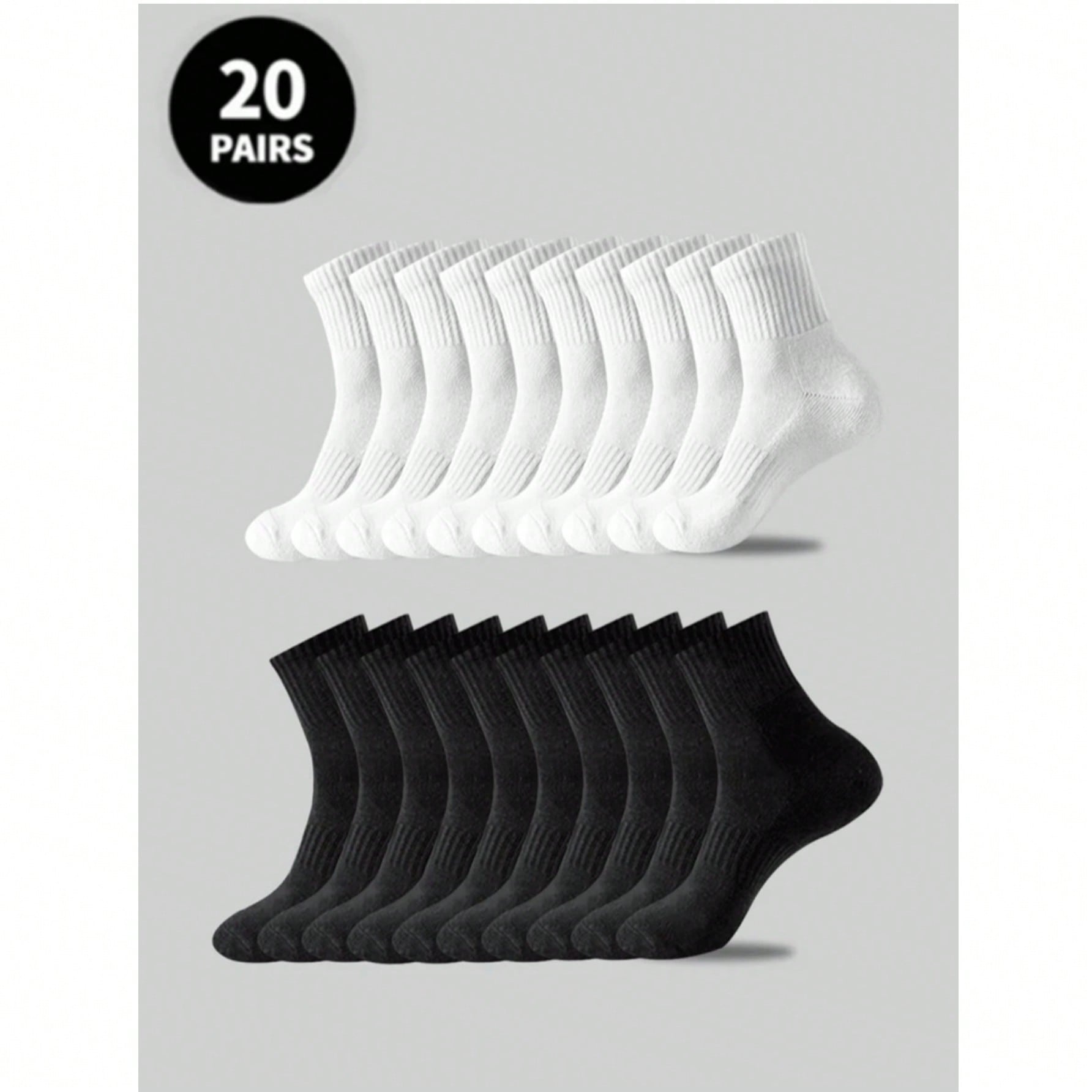 Pares/10 pares/20 pares de calcetines casuales para hombre, calcetines blancos, calcetines de invierno, calcetines negros con control de olores, depor