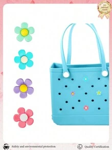 8 Stücke/4 Stücke/1 Stück Blumen Deko Accessoires, Simply Southern Tasche und Holzpantoffeln, individualisierbare Regenbogen Blumen Dekorationen für Ihre Strandtasche - Verschiedenfarbig - Übersicht 12
