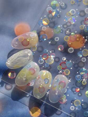 Cartoon 5D Embossed Shell Bubble Nail Art Stickers - Self-Adhesive Sparkle Finish For DIY Manicure & Pedicure