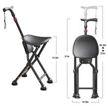 1 Piece Of 2-In-1 Multifunctional Folding Cane Chair, Cane Chair With Seat Aluminum Alloy Support Rod, PVC Soft Seat, Anti Slip, Ultra Light, Portable Travel Booster Folding Cane, Suitable For The Elderly, Universal For Young People, Outdoor Hiking, Adjustable Overload, Halloween, Thanksgiving, Christmas And Grandparents' Day Gifts