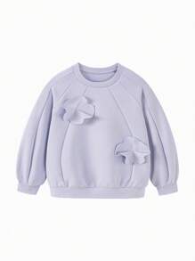 mini bala Girls' Long-Sleeve Sweatshirt, Cute And Soft Spring Top - Pink Purple - View 4