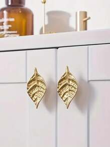 1 st Vintage Golden Leaf kastgrepen, enkel gat Scandinavische stijl meubelgrepen, decoratieve metalen ladeknoppen handgrepen voor keukenkast kast garderobekast deur accessoires hardware