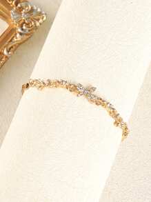 19pcs/1pc Elegant Faux Pearl Butterfly & Star Charm Golden Color Bracelet Set, Suitable For Women Daily Wear, Holiday Gift, Party - Yellow Gold - View 6