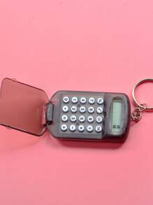 1 pieza Llavero con miniatura de calculadora de tapa abatible de moda y creativa, casual, regalo del Día de San Valentín, regalo para amigos (llave no incluida), accesorio de coche, adorno de bolso, escuela