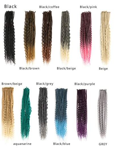 Thin 20pcs SE Single Ended Curly Straight Dreads Mixed Set Synthetic Hair Extension Wavy Dreadlock Extensions Curly Straight Ends For Women