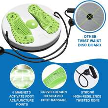 Waist Twisting Disc, Waist Slimming Balance Rotating Disc Board With Drawstring - Green - View 1