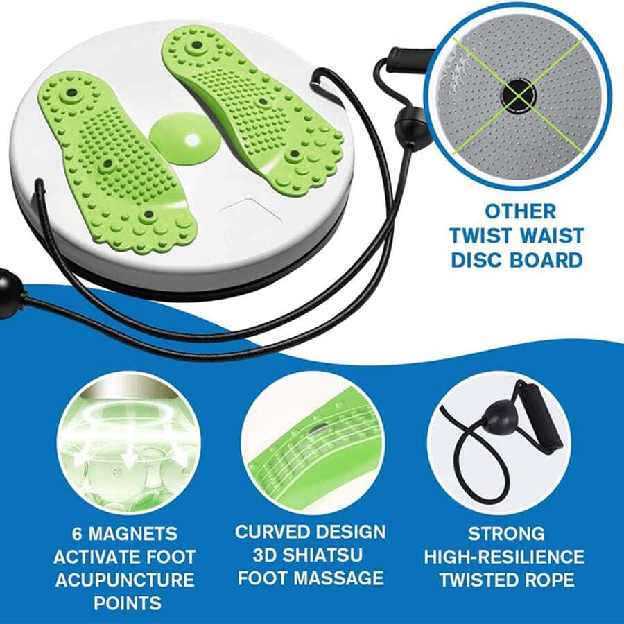 Waist Twisting Disc, Waist Slimming Balance Rotating Disc Board With Drawstring - Green - View 1