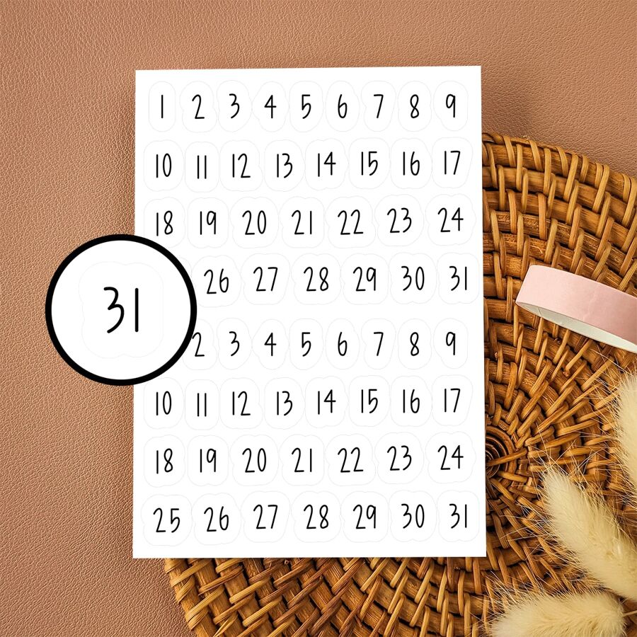 2 Pcs Month Number Planner Stickers, Calendar Stickers, Date Covers, Month Stickers, Functional Planner Stickers, 5.9*7.9inch,School Supplies,Back To School - Multicolor - View 1