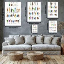 Animal Alphabet With Colorful Cartoon Characters Large Wooden Framed Wall Art Home Decor Canvas Painting- For Bedroom, Bathroom, Living Room, Office, Kitchen, Holiday Gift- 1pc - 彩色 - 查看 3