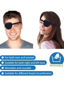 3pcs 3D Eye Patch For Adult Adjustable Eye Patch For Left Or Right Eyes Black For Bedroom,Travel,Office,School