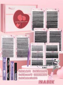 2478Pcs 8-18mm Valentine's Day Eyelash Gift Set D Curl Eyelash Extension Set Includes 4 Tubes Eyelash Book Eyelash Bond And Seal Eyelash Remover Eyelash Applicator Eyelash Curler Individual Eyelash Set, Easy To DIY At Home, Suitable For All Occasions