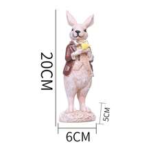 Easter Bunny Figurines Love Heart Yellow Flower Design Resin Rabbit Statue Easter Bunny Decor For Home Holiday - Brown - View 9
