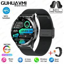 GUHUAVMI 2024 New Men's Smart Watch Earphone 2-In-1 Newly Upgraded Version X10, Wireless Call (Make/Answer Call), 1.39 Inch(3.53cm) HD Full Touch Screen, Heart Rate Monitoring, Shake And Take Photos, Call Reminder/Rejection, Information Push, Multi Sport Mode,Weather,NFC Access Control, Women's Fitness Smartwatch, Best Gifts
