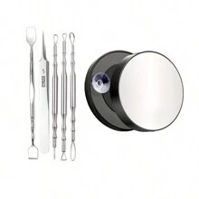 6 PEÇAS Conjunto de Agulhas para Remoção de Acne e Cravos com Lupa, Agulha de Aço Inoxidável para Remoção de Manchas Pretas, Espinhas e Limpeza Profunda, Kit de Cuidados com a Pele