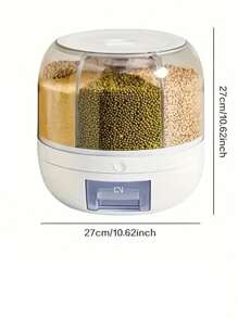1 件大容量旋转米容器，多用途谷物和面粉分配器，带多个隔间 - 防潮厨房食品储藏盒，防虫密封储藏容器，家用米分配器，食品储藏罐，厨房用具