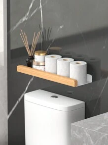 黑色/白色壁挂式卫生间收纳架，多功能收纳架，可容纳卫生纸卷、面巾纸、手机等卫生间用品，无需钻孔，浴室配件，房间装饰