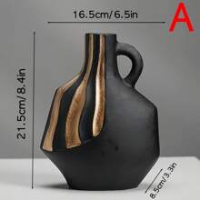 Modern Black Ceramic Gold Flower Vase Art Flower Arrangement Vase Living Room Desktop Decoration Ornament Nordic Bedroom Dining Table White Gold Flower Vase Decoration Gifts Birthday Graduation Home Decor Back To School Room Decor School Supplies Glass Vase