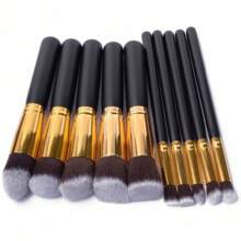 10 Pcs Professional Makeup Brushes, Makeup Set - Gold Gold - Black Gold - View 1