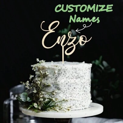 Decorazione per torta con nome personalizzato - Decorazione in legno personalizzata per compleanno, matrimonio, San Valentino, ghirlanda floreale rustica, decorazione per torta con cuore e iniziale personalizzata, regalo unico per lei, lui, mamma, amico, decorazione per la casa, idea regalo personalizzata, decorazione per torta alla moda, regalo per occasioni speciali
