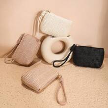 Fashion Women Mini Straw Wallets Coin Purses Card Holder Money Bag Women Girls Zipper Change Pouch