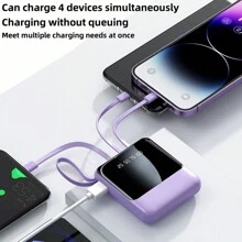Pin dự phòng mini dễ thương bỏ túi 10000mAh 5V2A sạc nhanh, kích thước nhỏ, dung lượng lớn, vẻ ngoài cao cấp, tích hợp 4 trong 1, cáp có thể tháo rời, pin sạc tốc độ cao, dành cho iPhone 6 7 8 X XR 11 12 13 14 15 Pro Max dành cho Apple iPhone, iPad, điện thoại Android, quà tặng cho gia đình, bạn bè, trẻ em, sinh nhật, giáng sinh, mùa đông, Black Friday Sạc USB di động cho tất cả điện thoại thông minh Hoàn hảo cho những người đam mê hoạt động ngoài trời Pin dự phòng có đèn LED, pin lithium polymer an toàn và ổn định. dành cho Apple iPhone, iPad, điện thoại Android, quà tặng cho gia đình, bạn bè, sinh nhật, mùa đông, lễ tình nhân, lễ Phục sinh Thích hợp cho hoạt động ngoài trời, mua sắm, du lịch, nguồn điện di động sạc siêu nhanh, hiển thị mức pin, thiết bị sạc di động có cổng USB và Type-C, pin lithium polymer an toàn và ổn định - màu đen - Xem 4
