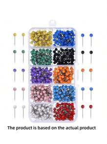 Finego 500/1000 Chiếc Ghim Đẩy Nhiều Màu Ghim Bản Đồ Đinh Đầu Tròn Bằng Nhựa Có Đầu Thép Cho Bảng Thông Báo Đánh Dấu Vải, 10 Màu Sắc Khác Nhau, Trang Trí Giáng Sinh Trở Lại Trường Học, Trở Lại Trường Học, Đồ Dùng Học Tập - Nhiều màu - Xem 10