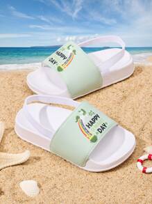 1 par de sandalias planas de dibujos animados cómodas, de moda, casuales y ligeras para niños pequeños en verano - Multicolor - Ver 1