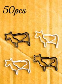 30pcs/50pcs Cute White Or Black Cow Animal Shaped Paper Clips Bookmark For Office Supplies Gifts,Back To School,School Supplies