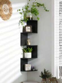 1pc Creative Wall-Mounted Storage Shelf, Triangular Corner Hanging Rack, Multiple Layers Half-Circle Shelves, Suitable For Living Room, Study, Bedroom Corner Wall Decor