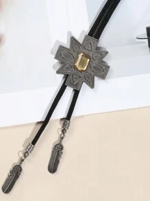 1件男士时尚闪亮几何仿宝石十字图案领结，适合旅行、外出和日常佩戴 - 彩色 - 查看 2