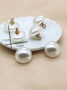 20pcs/set Faux Pearl Decor Button, Simple ABS Geometric Shaped Sewing Button For DIY - White - View 2