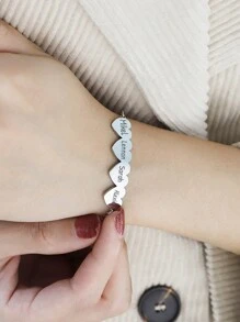 LICVIC 1 szt. Bransoletka z imieniem serce do serca dla dziewczynki, spersonalizowana grawerowana bransoletka z imieniem w kształcie serca, personalizowane bransoletki z 2-5 imionami dla dziewczynki, bransoletka miłosna dla dziewczynki, 2 kolory: złoty/srebrny, 4 czcionki, grawerowana bransoletka, bransoletka dla mamy, wielofunkcyjna, ozdobna, z literami, stylowa, nowoczesna, kolorowa, słodka, urocza, swobodna, spersonalizowana, unikatowa, spersonalizowana, idealny prezent dla niego, idealny prezent dla niej, szykowna jesień, dla nastolatków, spersonalizowana biżuteria modowa dla nastolatków - Styl A - Zobacz 5