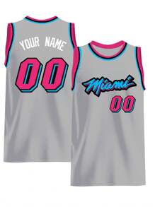 定制姓名号码男士刺绣篮球服，迈阿密灰色圆领无袖衬衫，适合派对、比赛、训练、竞技等各种场合，DIY 定制，尺码 S-XXL。风格时尚、潮流、休闲、简约别致、个性化、定制、独一无二。男士服装、胶囊衣橱、男士基础/街头风格，是送给他、男友、家人、朋友的理想礼物，适合生日、度假/节日、学校/比赛、运动/攀岩等各种场合。 - 灰色 - 查看 2