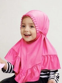 1pc High Quality Elastane 2-6years Cute Flounce Hijab Kids Black Easy-Use Headscarf Children Ruffle Edges Handcap Hijab For Outdoor Activities Daily Use - Multicolor - View 13
