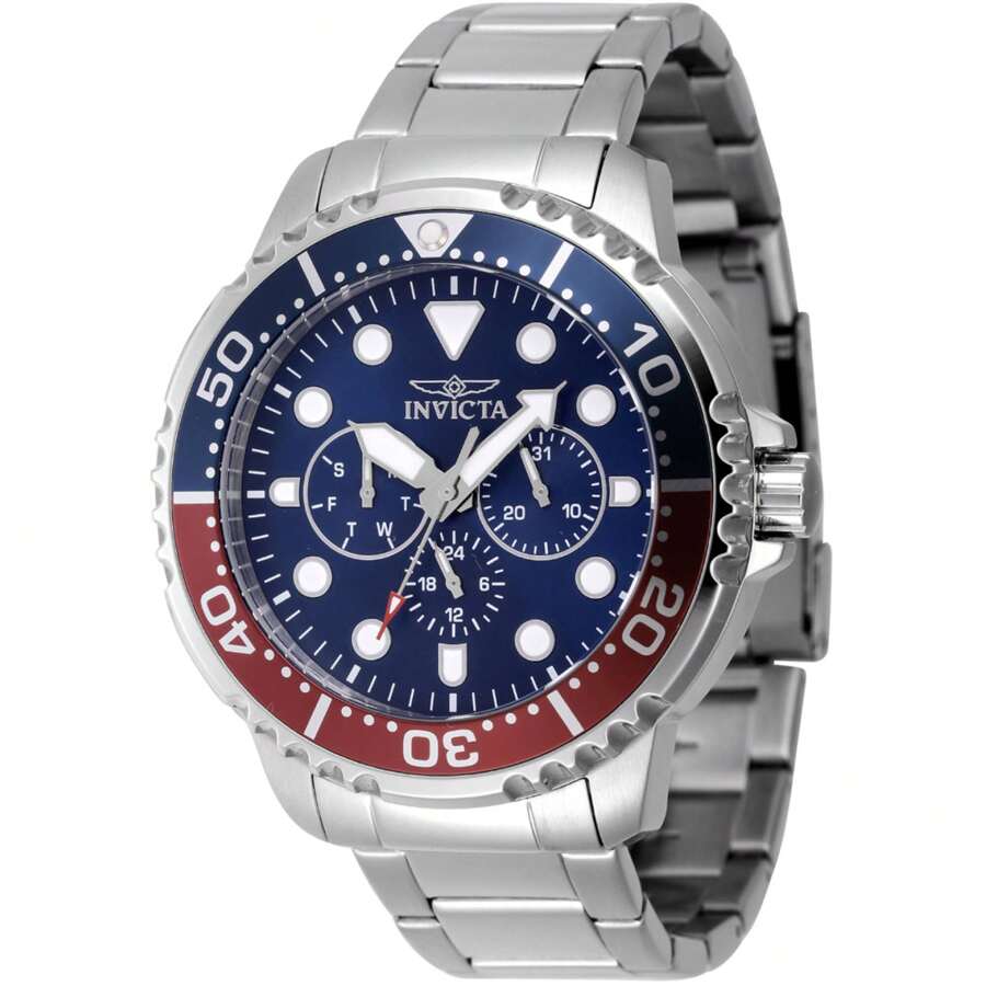 Invicta 47227 Men's Pro Diver Blue And Red Rotating Bezel Watch - 藍色 - 查看 1