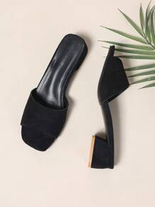 Women's Black Open Toe High Heel Sandals, Fashion Casual Vacation Style Slip-On Ladies' High Heel Sandals - Black - View 5