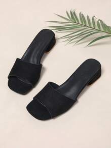 Women's Black Open Toe High Heel Sandals, Fashion Casual Vacation Style Slip-On Ladies' High Heel Sandals - Black - View 1