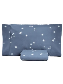 Standard Double Sheet Set Without Elastic With Minimalist Pillowcases 150 Thread Count - 3 Pieces - 星星 - 查看 1