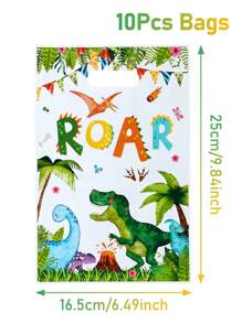 10Pcs Dinosaur Theme Gift Bags,Cartoon Dinosaur Pattern Tote Bags,Gifts Package,Holiday Birthday Party Gift Bag,Birthday Party Decorations,Dinosaur Party Decor,Wedding Birthday Party Supplies,Babe Shower ﻿ - Dinosaur - View 7