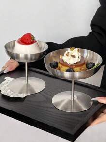 1 件不锈钢冰淇淋杯、奶昔饮水杯、高底座夏季果汁冰沙甜点碗 - 彩色 - 查看 2