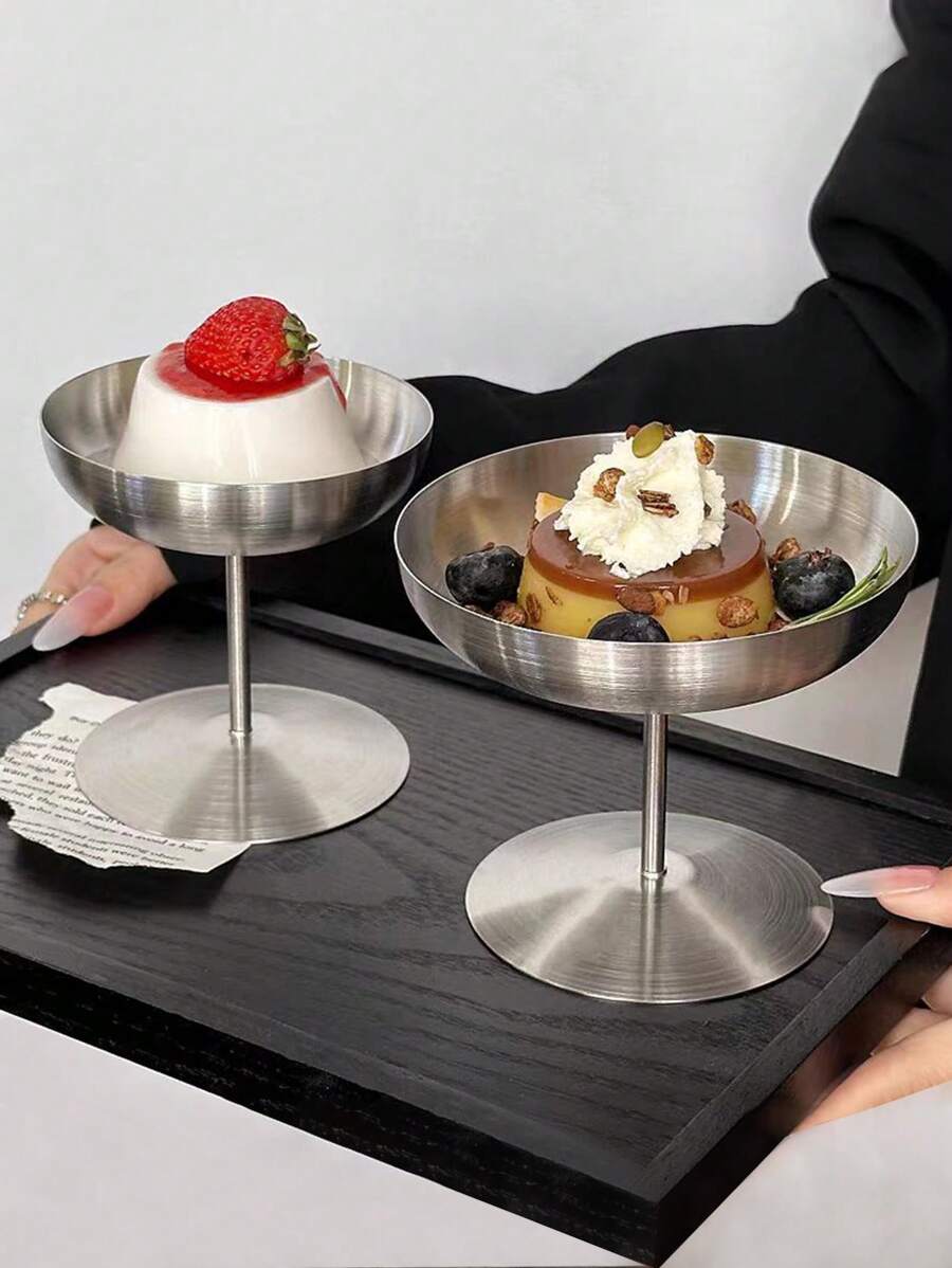 1 件不锈钢冰淇淋杯、奶昔饮水杯、高底座夏季果汁冰沙甜点碗