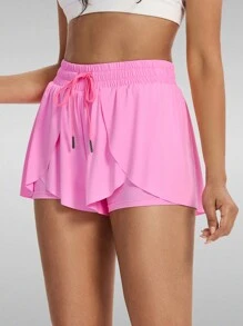 Blaosn 3pcs/Set  Flowy Athletic Shorts For Women Gym Yoga Workout Running Butterfly Tennis Sports Active Skort Skirt High Waisted With Pockets Spandex Sweat Pants Cute Lounge Clothes Summer Outfits - 玫紅色 - 查看 3