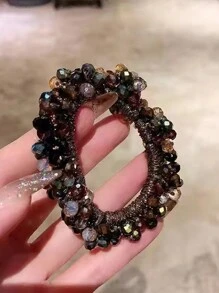 Party 3pcs/1pc Women's Multicolor Faux Pearl & Rhinestone Beaded Hair Tie, Wrist Band, Luxury Style Bracelet Hair Band, Hair Accessories Accessories